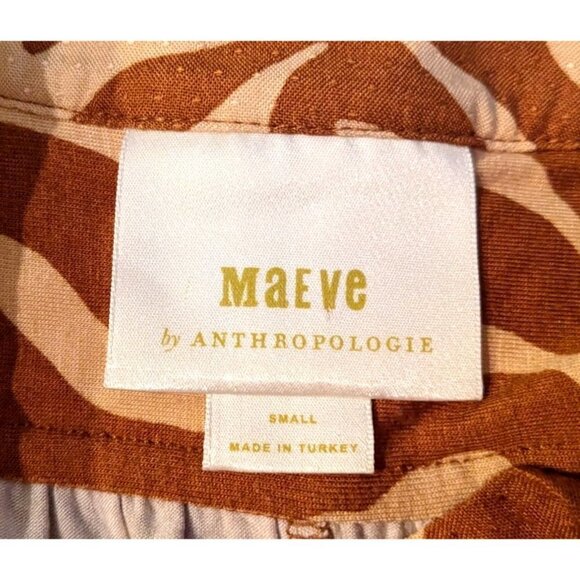 Anthropologie MAEVE Orange Zebra Striped Henley Short Sleeve Size S - Picture 4 of 7